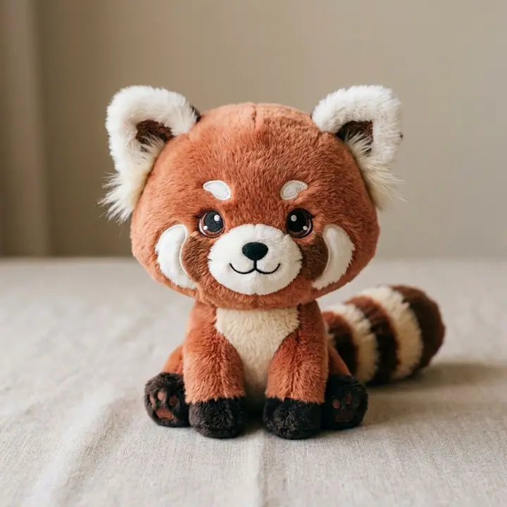 Cute plush toy animals with oversized heads and embroidered faces